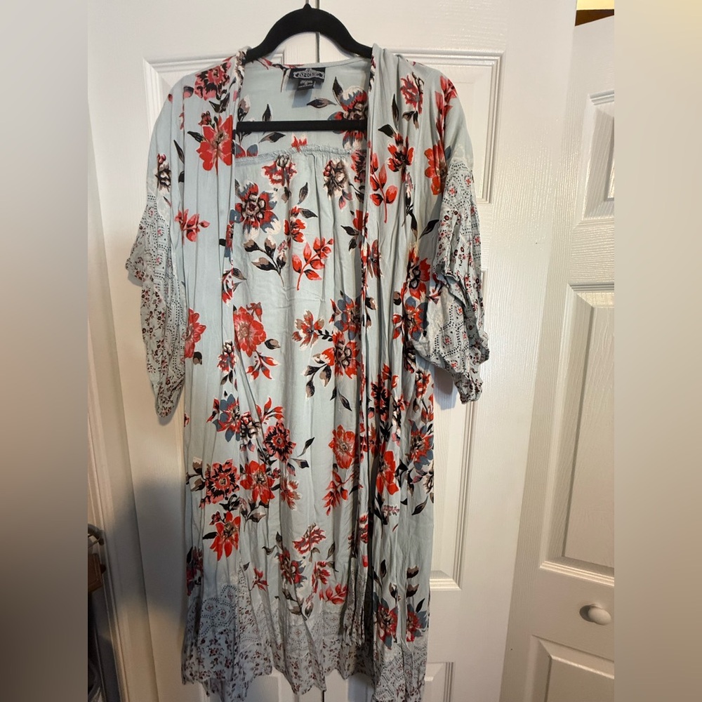 Angie Light Blue Floral Kimono